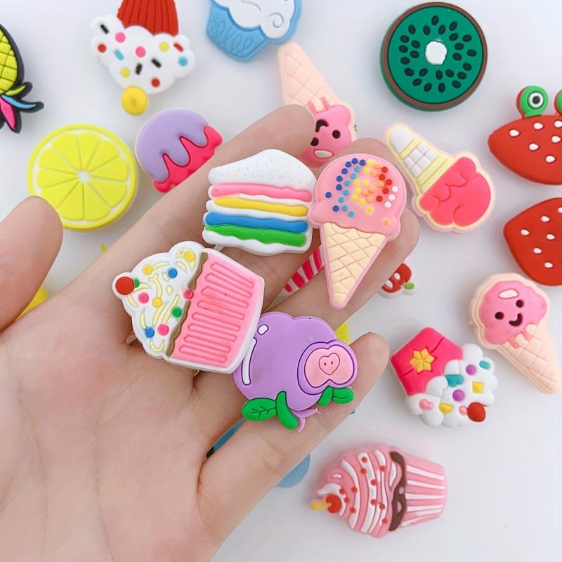 24pcs Cartoon Ice Cream Shoe Charm DIY Accessories Decoration