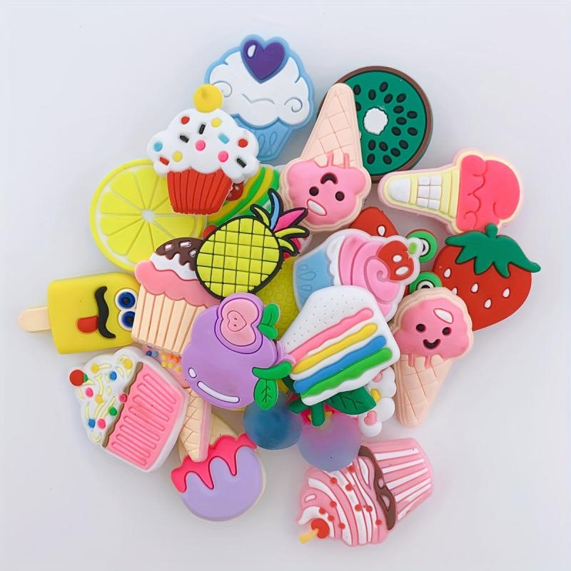 24pcs Cartoon Ice Cream Shoe Charm DIY Accessories Decoration