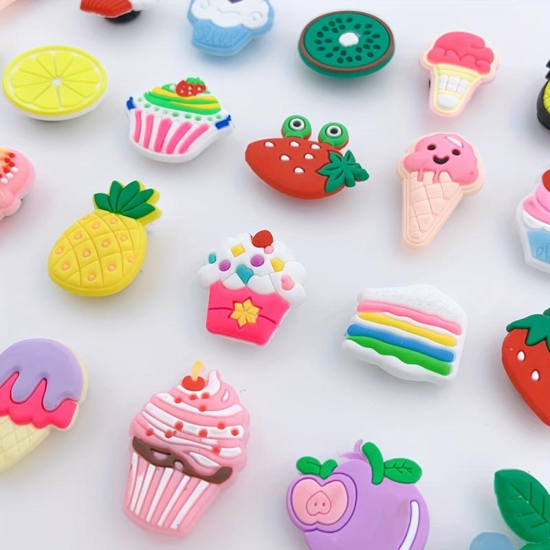 24pcs Cartoon Ice Cream Shoe Charm DIY Accessories Decoration