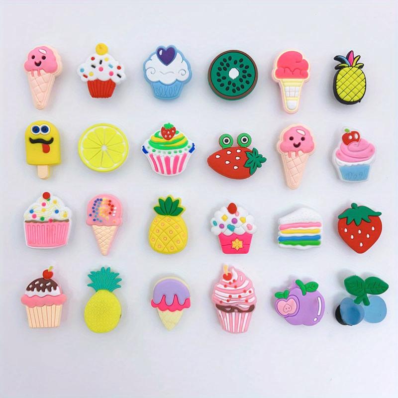 24pcs Cartoon Ice Cream Shoe Charm DIY Accessories Decoration