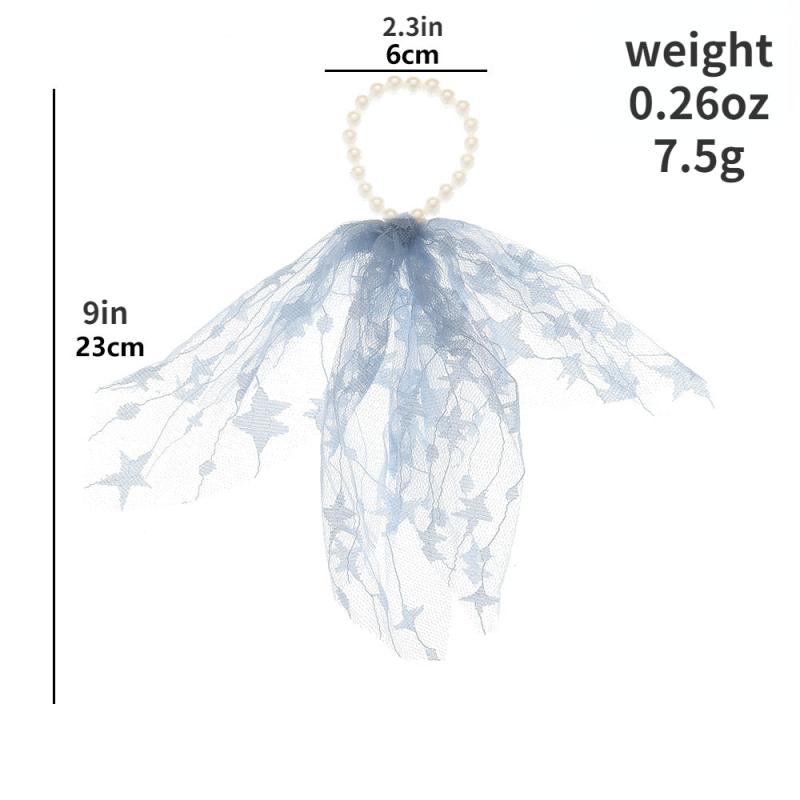 Faux Pearl Mesh Scrunchie Hair Tie Ponytail Holder Hair Accessory