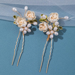 Faux Pearl Flower Hair Pin Floral Hair Accessories