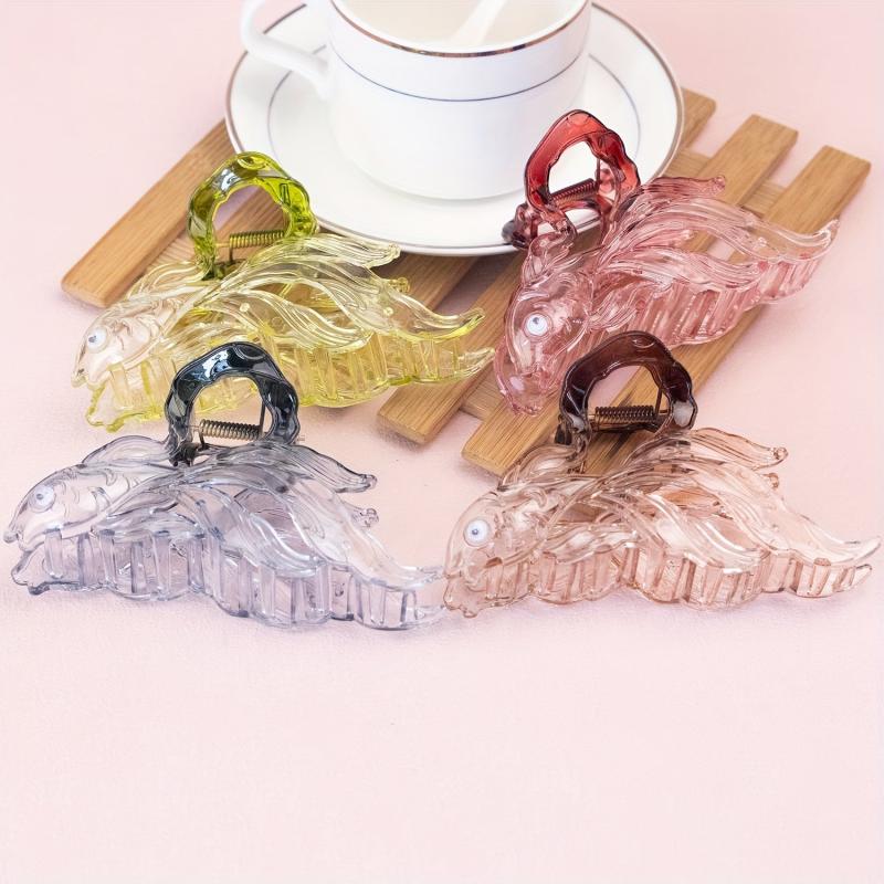 4pcs Cartoon Fish Hair Claw Gradient Shark Claw Hair Accessories
