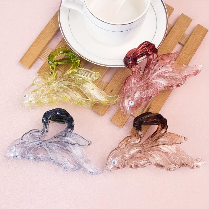 4pcs Cartoon Fish Hair Claw Gradient Shark Claw Hair Accessories