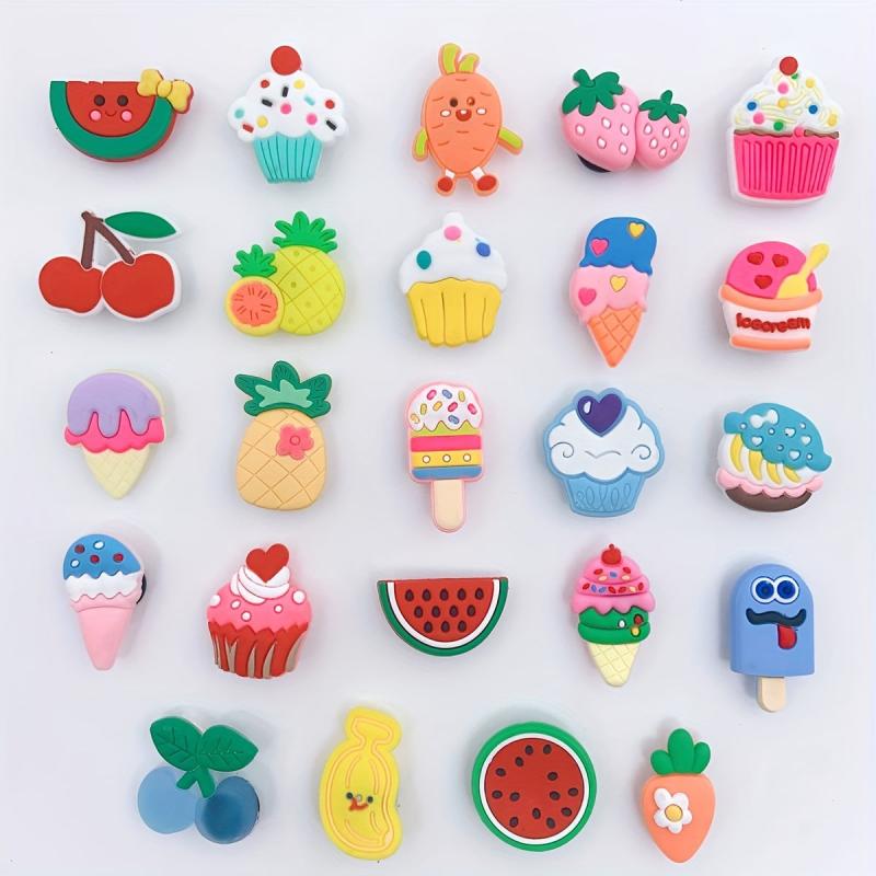 24pcs Cake Shoe Charms DIY Shoe Buckle Clogs Decoration