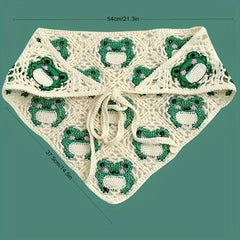 Women Frog Pattern Crochet Hair Band For Summer Bandana