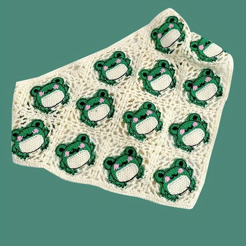 Women Frog Pattern Crochet Hair Band For Summer Bandana