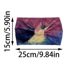 Tie Dye Wide Headband Women Boho Knotted Stretchy Hair Accessories