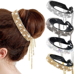 Rhinestone & Tassel Hair Claw Bun Maker Headwear