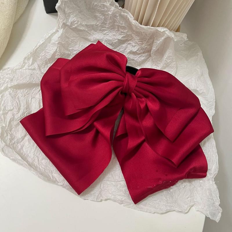 Streamer Ribbon Big Bow Hair Clip French Solid Party Hair Clip