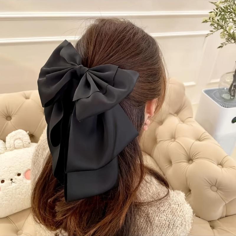 Streamer Ribbon Big Bow Hair Clip French Solid Party Hair Clip