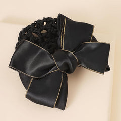Bowknot Decor Snood Net Barrette Silk Hair Clip Accessory
