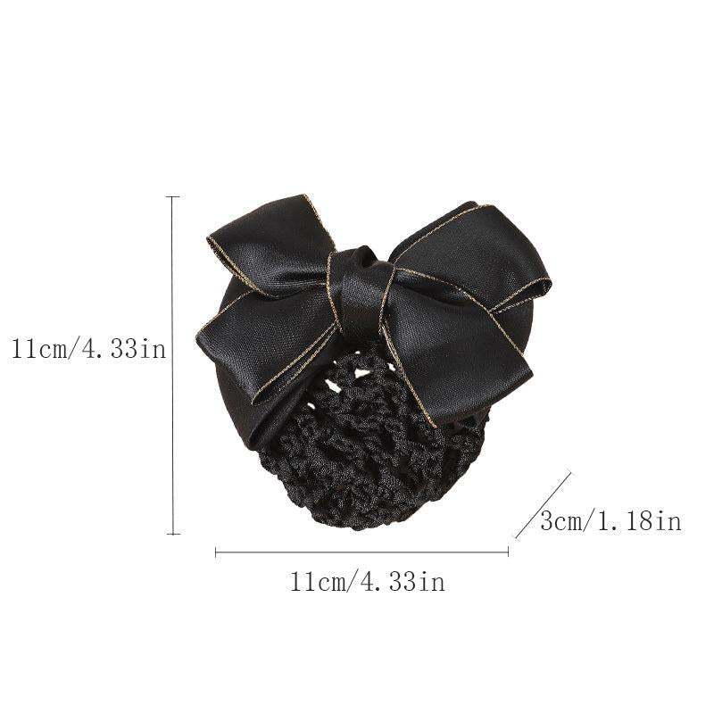 Bowknot Decor Snood Net Barrette Silk Hair Clip Accessory