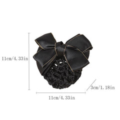Bowknot Decor Snood Net Barrette Silk Hair Clip Accessory