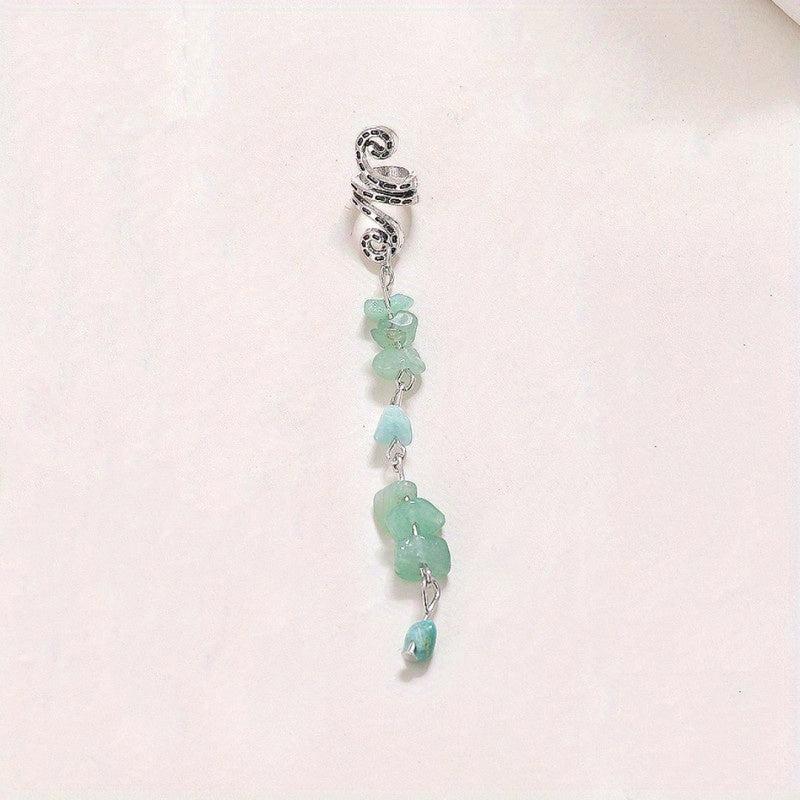 6pcs Spiral Hair Pin with Stone Tassel - Hair Coil Ring for Women Girls