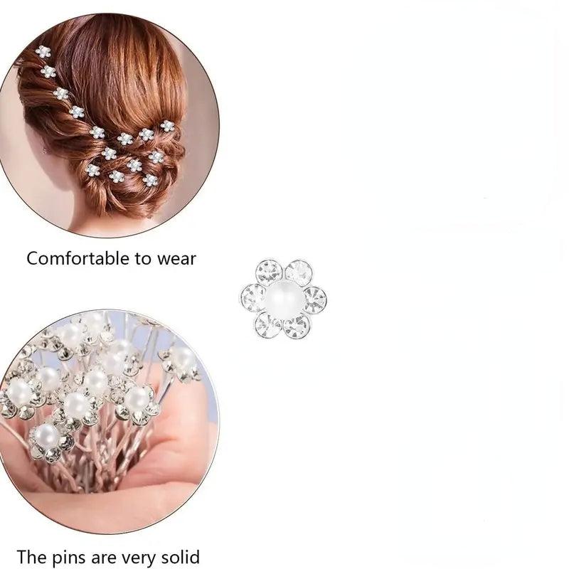 Glitter Rhinestone Hairpin Pearl Hair Stick Wedding Accessories