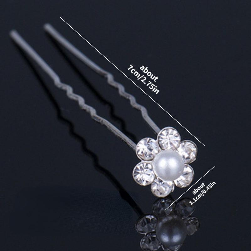 Glitter Rhinestone Hairpin Pearl Hair Stick Wedding Accessories