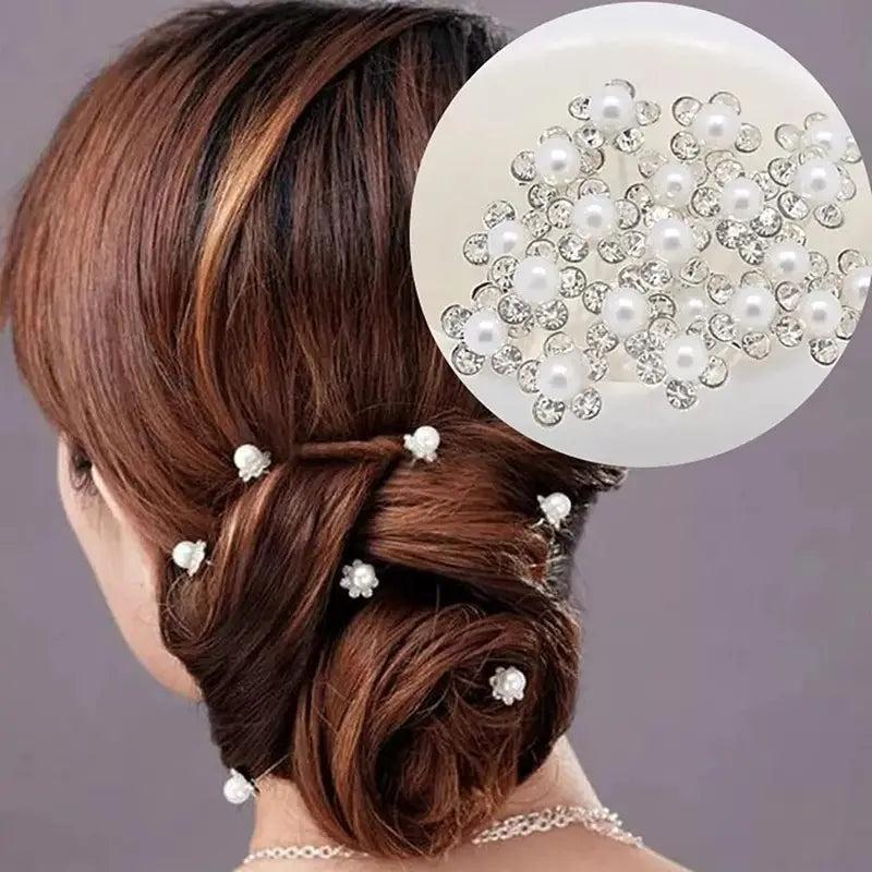 Glitter Rhinestone Hairpin Pearl Hair Stick Wedding Accessories