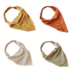 Boho Style Fabric Hair Bundle Set - Triangle Scarf & Headband Accessories