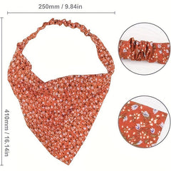 Boho Style Fabric Hair Bundle Set - Triangle Scarf & Headband Accessories