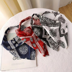 Boho Style Fabric Hair Bundle Set - Triangle Scarf & Headband Accessories