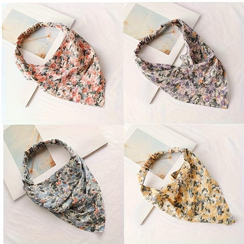 Boho Style Fabric Hair Bundle Set - Triangle Scarf & Headband Accessories