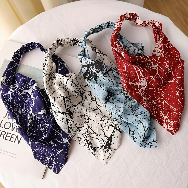 Boho Style Fabric Hair Bundle Set - Triangle Scarf & Headband Accessories