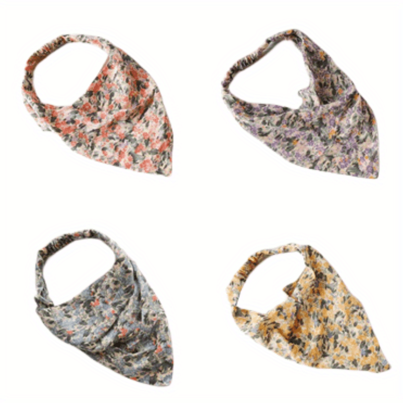 Boho Style Fabric Hair Bundle Set - Triangle Scarf & Headband Accessories
