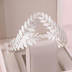 Golden Floral Tiara Botanical Bridal Tiara Rhinestone Tiara Bridal Crown