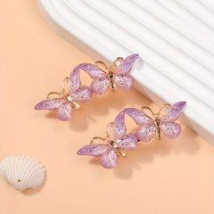 2pcs Y2K Gradient Butterfly Hair Clips, Acrylic Hair Accessories for Women