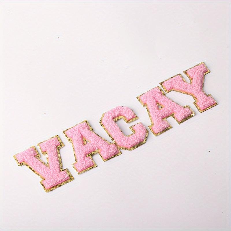 5pcs Vacay Letters Iron on Patch for Clothing Hat DIY Accessories