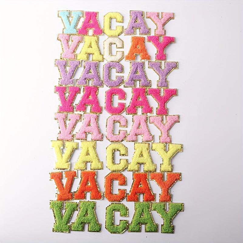 5pcs Vacay Letters Iron on Patch for Clothing Hat DIY Accessories