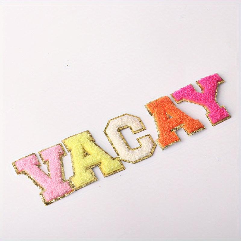 5pcs Vacay Letters Iron on Patch for Clothing Hat DIY Accessories