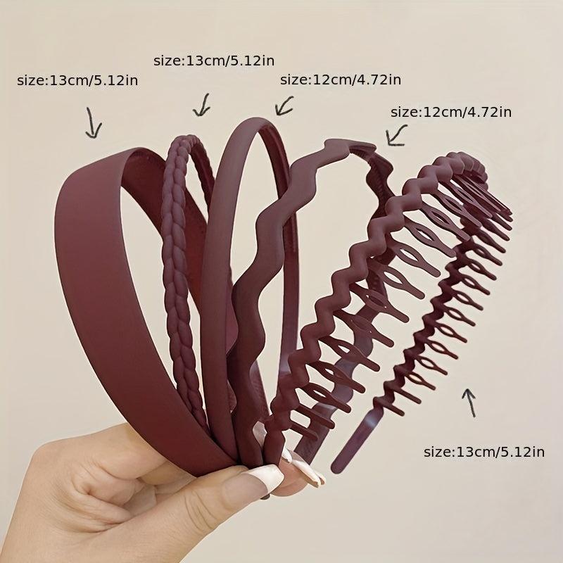 5pcs Frosted Hair Band Solid Style Headdress Hair Accessories For Women Girls