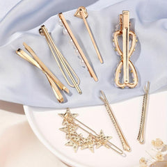8pcs Hair Pin Metal Clip Pearl Rhinestone Decor Hairpin Bow Shape Women Girls
