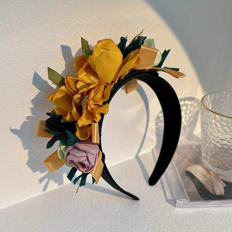 Flower Head Hoop Headdress for Party Prom