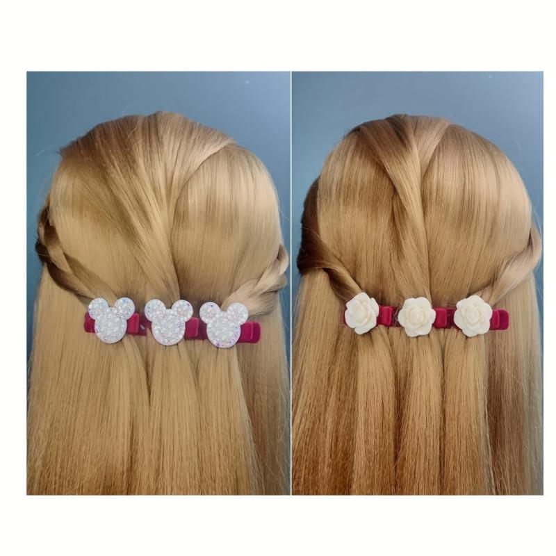 4pcs Rose Cartoon Head Hair Clips Hairpin Hair Accessories