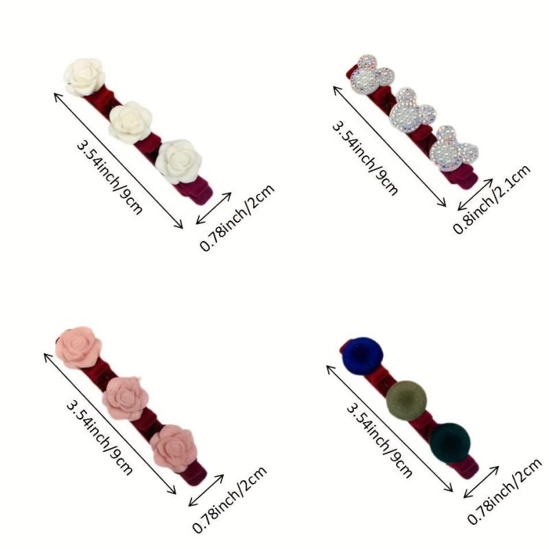 4pcs Rose Cartoon Head Hair Clips Hairpin Hair Accessories