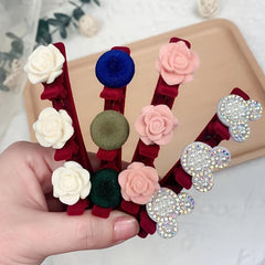 4pcs Rose Cartoon Head Hair Clips Hairpin Hair Accessories