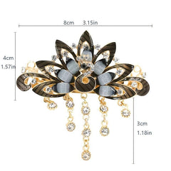 Chinese Style Vintage Peacock Rhinestone Tassel Hair Clip