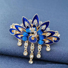 Chinese Style Vintage Peacock Rhinestone Tassel Hair Clip