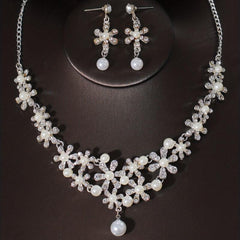 3pcs Wedding Crown Necklace Earrings Set Crown Jewelry