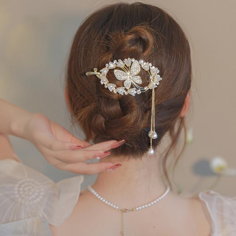 Rhinestone Hair Claw Clip Tassel Butterfly Hairpin Headwear Barrettes