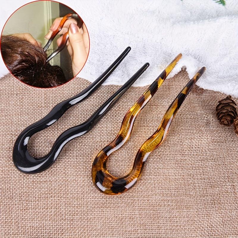 Vintage Resin U Hairpin Ponytail Holder Hair Accessories