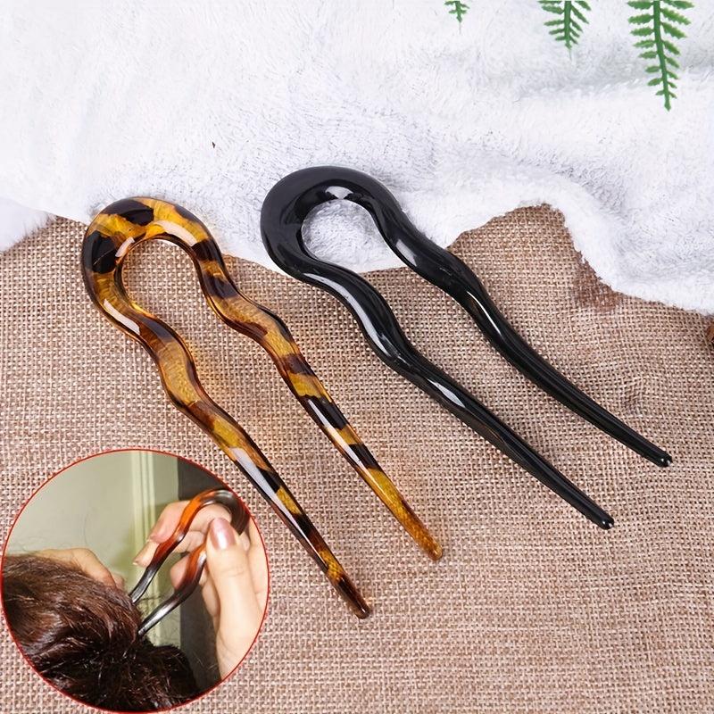 Vintage Resin U Hairpin Ponytail Holder Hair Accessories