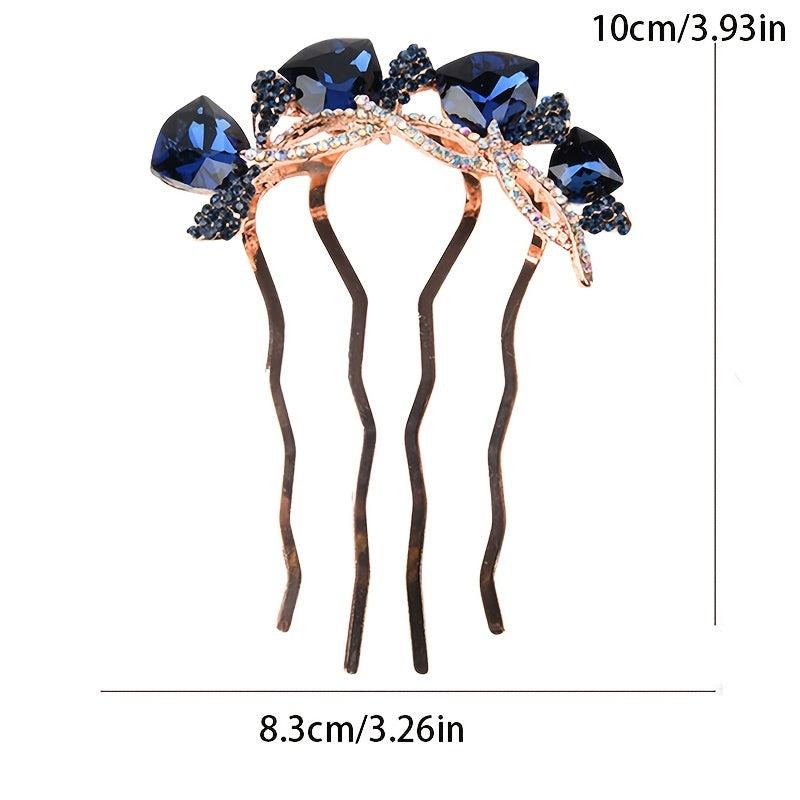 Rhinestone Flower Hair Comb Butterfly Hair Accessory