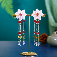 Vintage Chinese Style Hanfu Hairclip Flower Leaf Tassel Hairpin