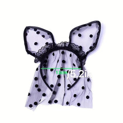 Bunny Ears Lace Headband Veil Hair Band Women Halloween Hair Accessories