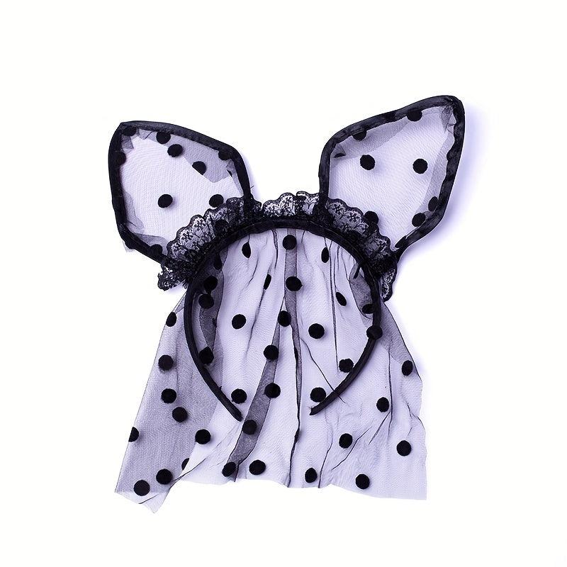 Bunny Ears Lace Headband Veil Hair Band Women Halloween Hair Accessories