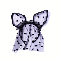 Bunny Ears Lace Headband Veil Hair Band Women Halloween Hair Accessories